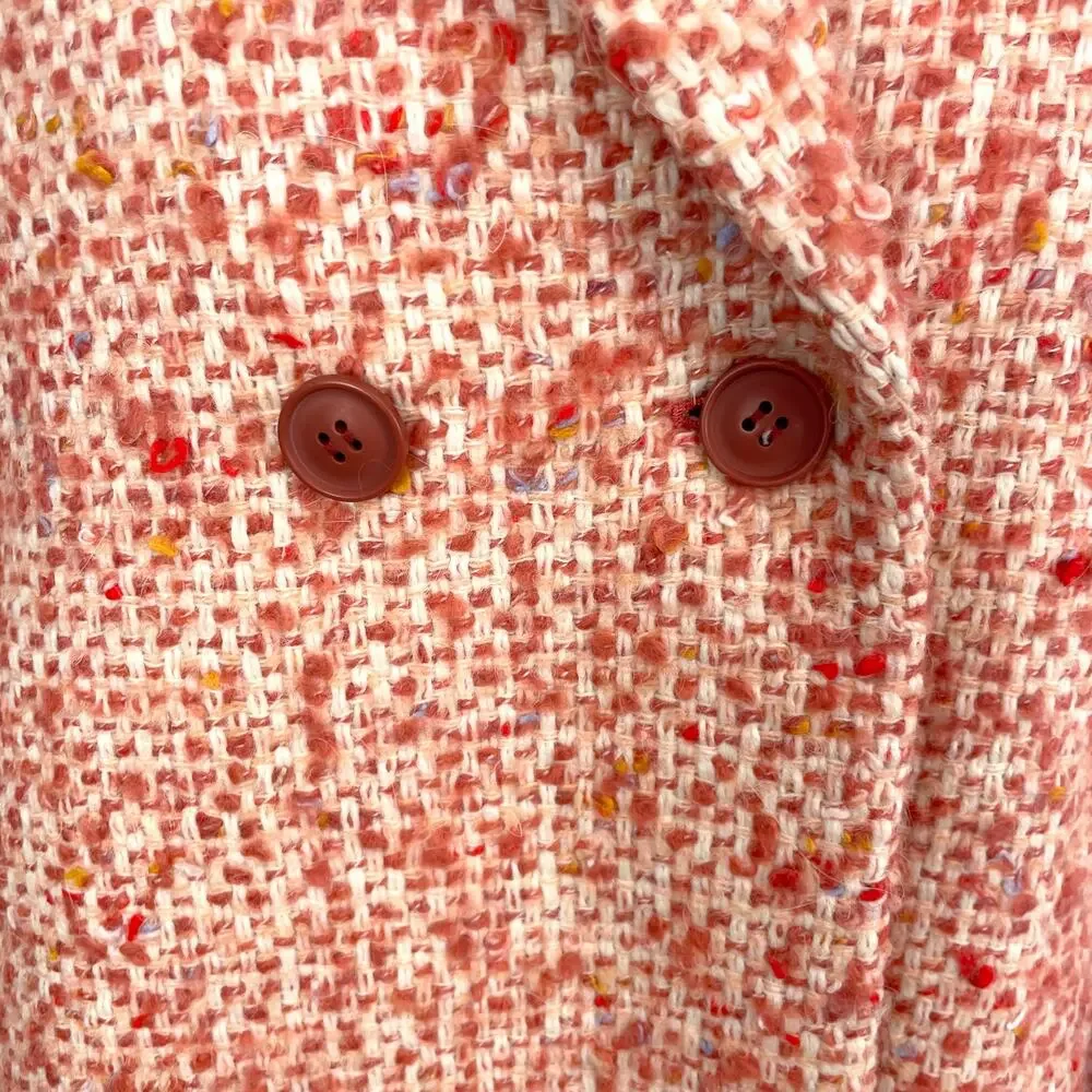 J. Crew Nalya Daphne Italian Tweed Topcoat In Faded Guava Multi Size 14 New - Picture 8 of 16